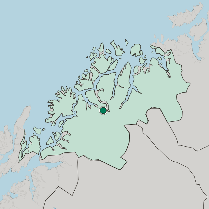 Map showing Storsteinnes — In Troms
