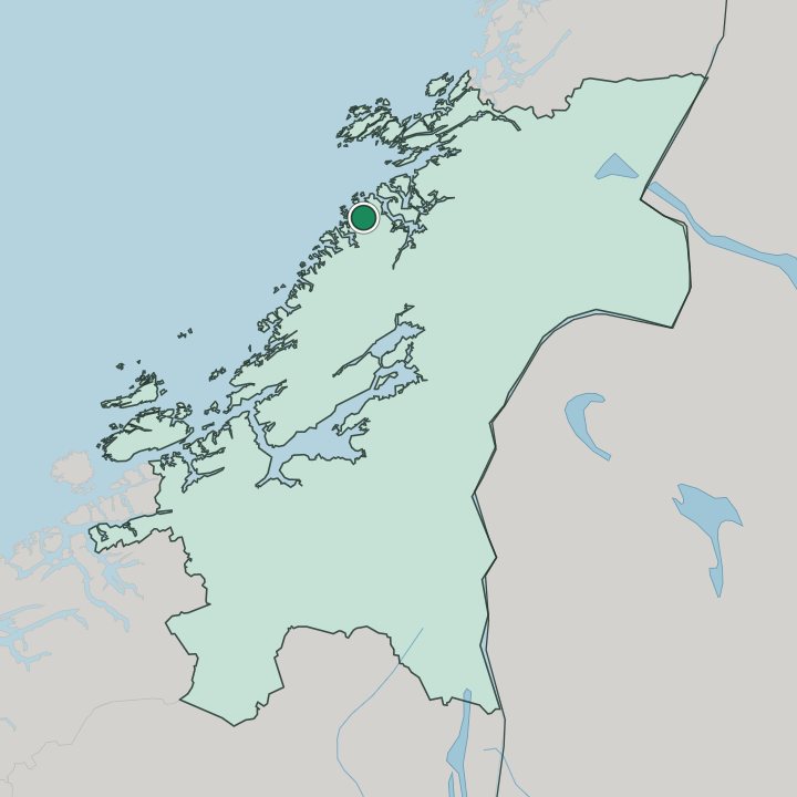 Map showing Lauvsnes — In Trøndelag