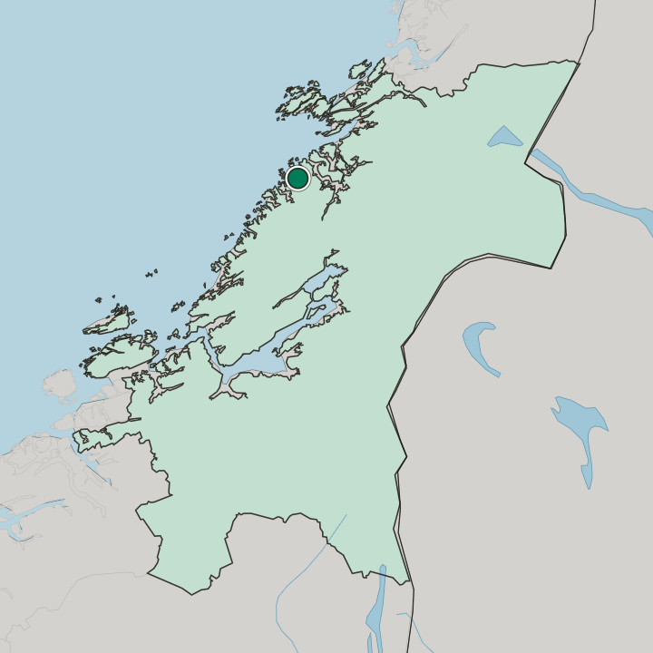 Map showing Lauvsnes — In Trøndelag