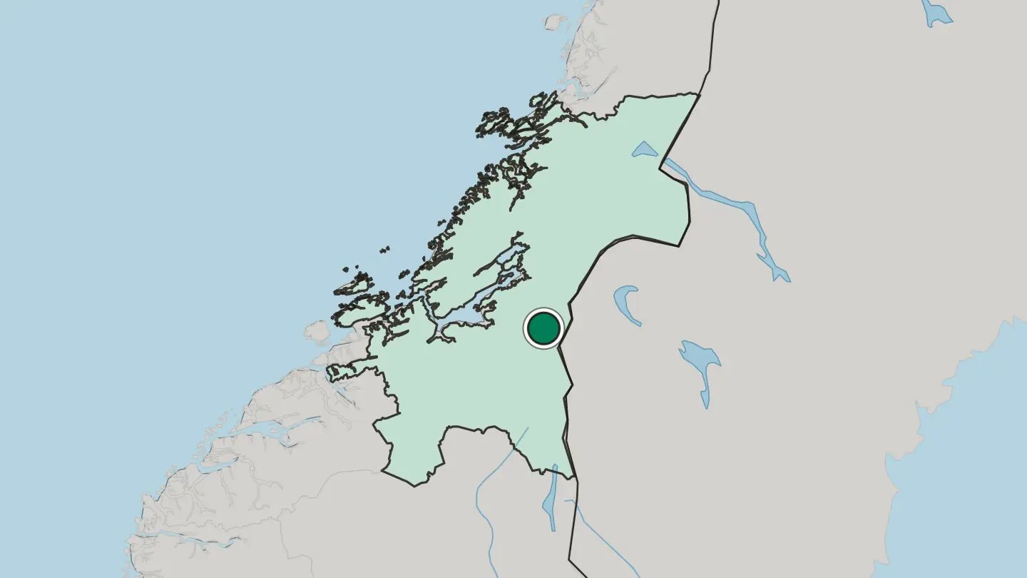 Map of Meråker in Norway