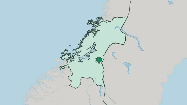 Map of Meråker in Norway