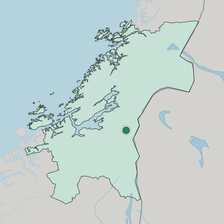 Map showing Meråker — In Trøndelag