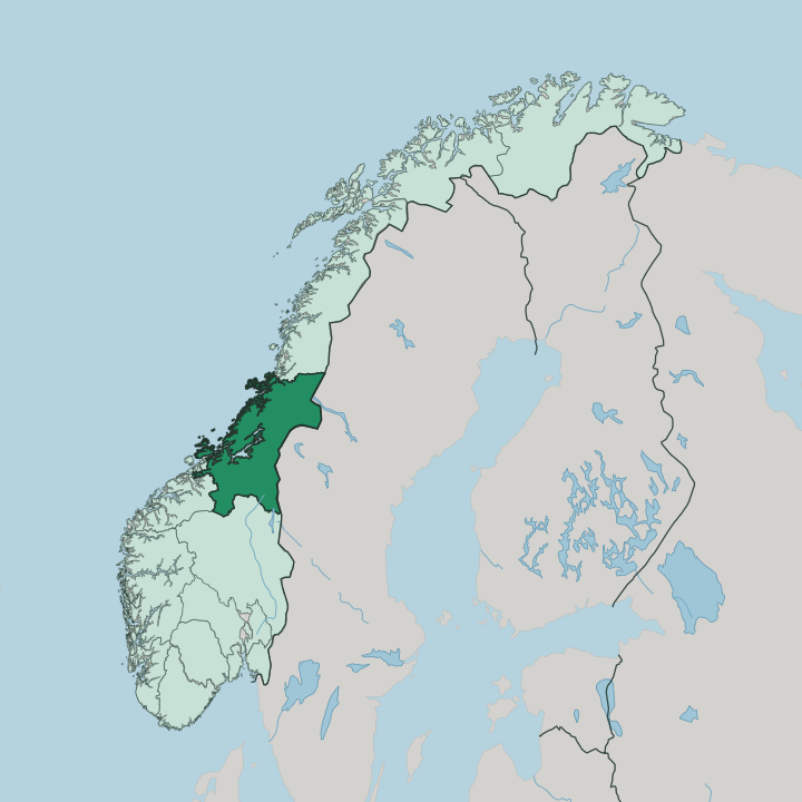 Map showing Trøndelag — In Norway