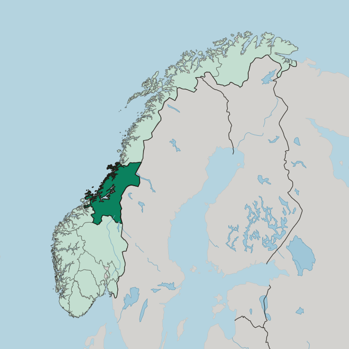 Map showing Trøndelag — In Norway