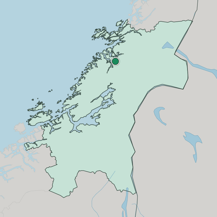 Map showing Namsos — In Trøndelag