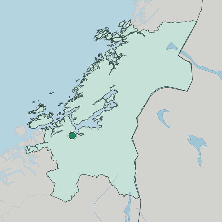 Map showing Orkanger — In Trøndelag