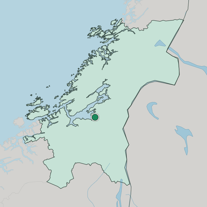 Map showing Stjørdal — In Trøndelag