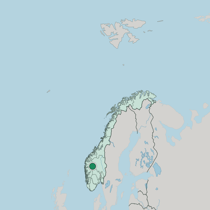 Map showing Årdalstangen — In Norway