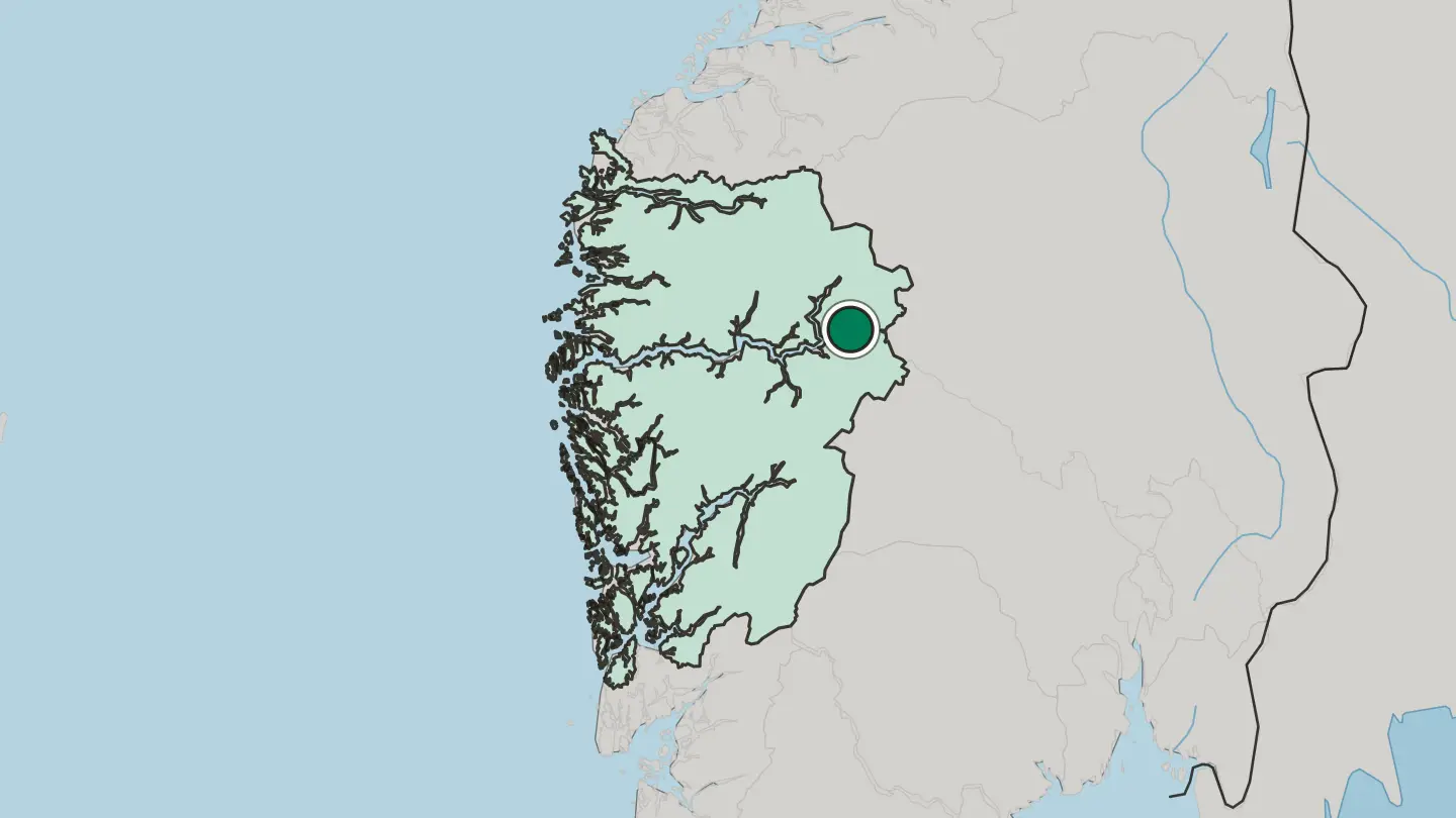 Map of Årdalstangen in Norway