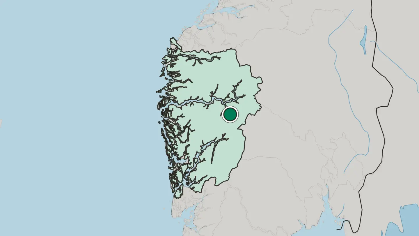 Map of Aurlandsvangen in Norway