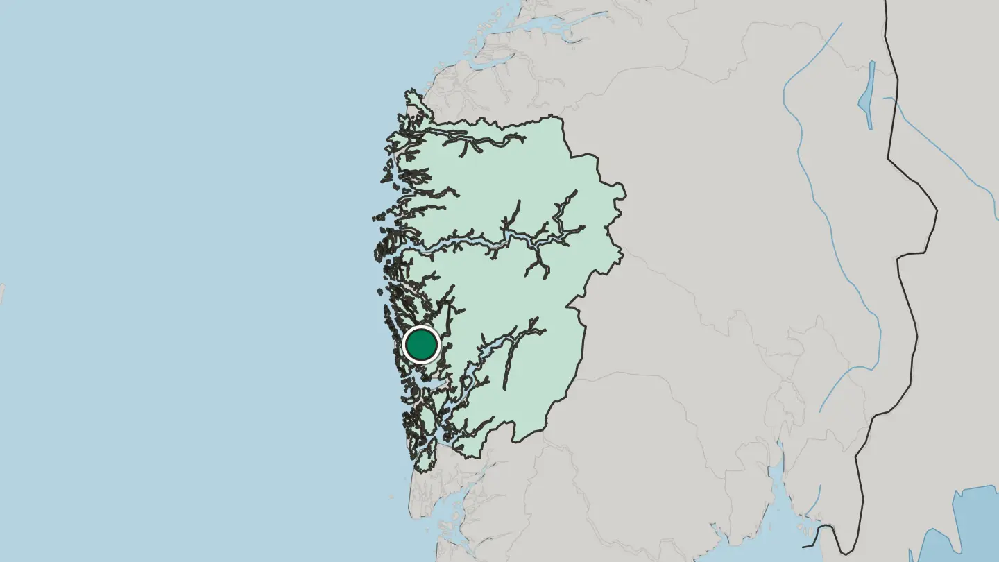 Map of Bergen in Norway
