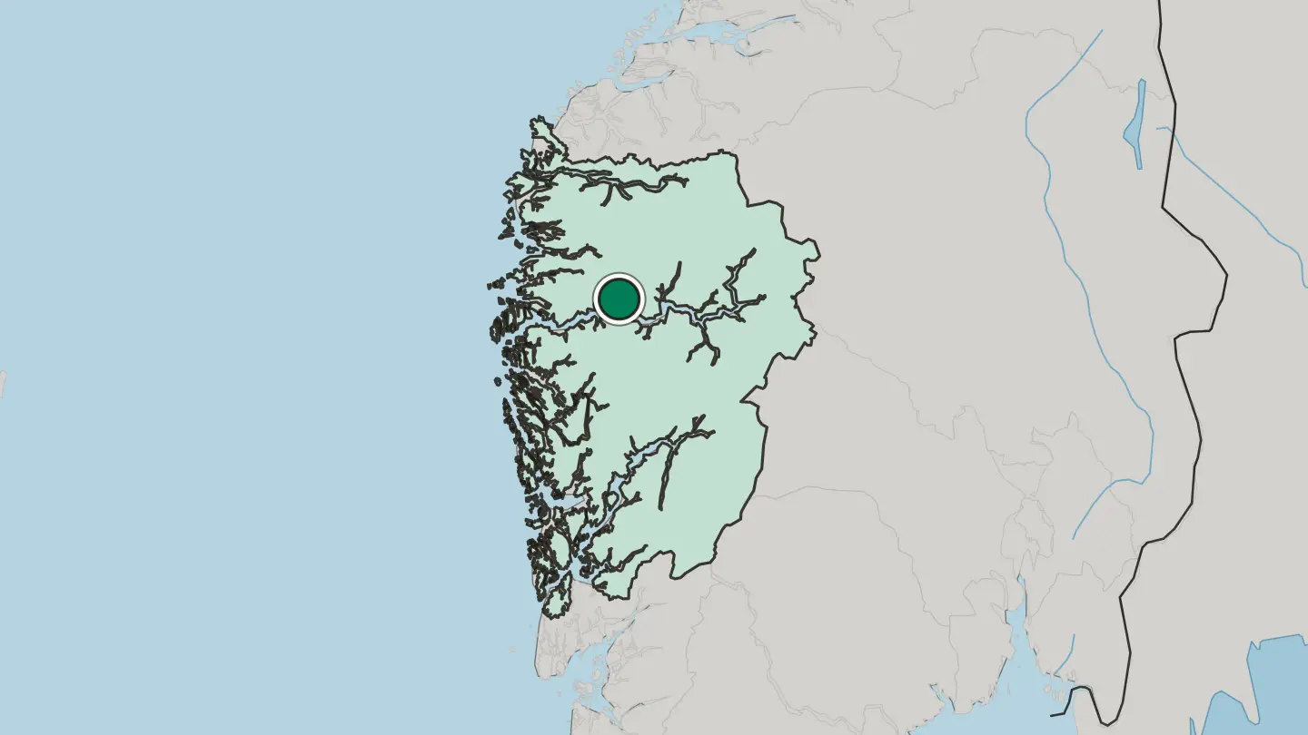 Map of Høyanger in Norway