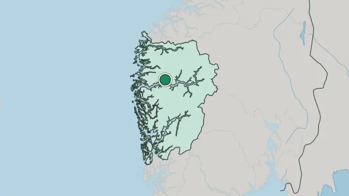 Map of Høyanger in Norway