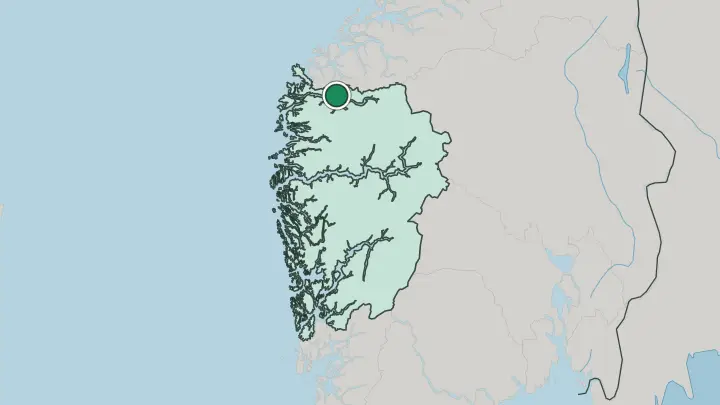 Map of Nordfjordeid in Norway