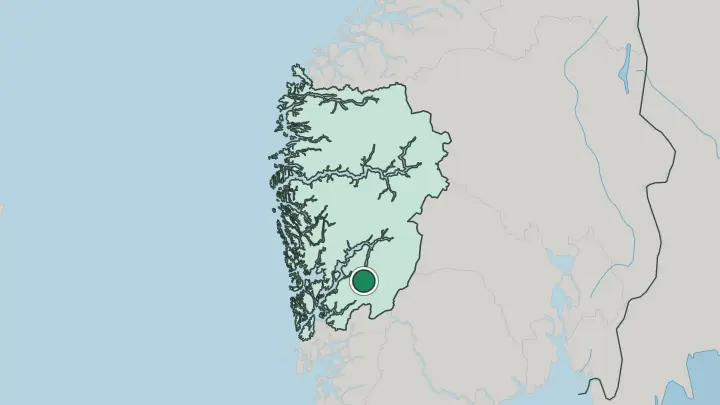 Map of Odda in Norway