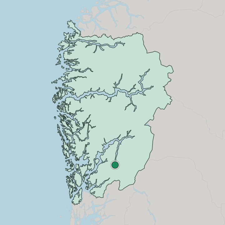 Map showing Odda — In Vestland