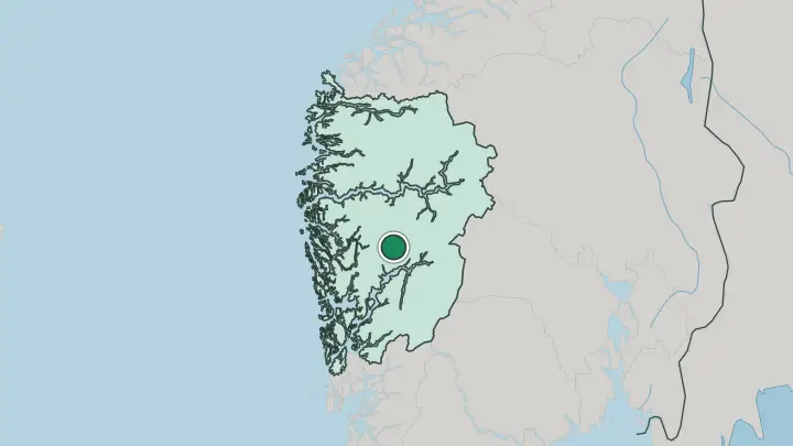 Map of Voss in Norway