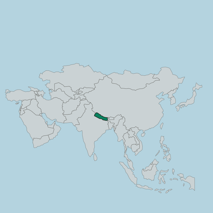 Map showing Nepal — In Asia