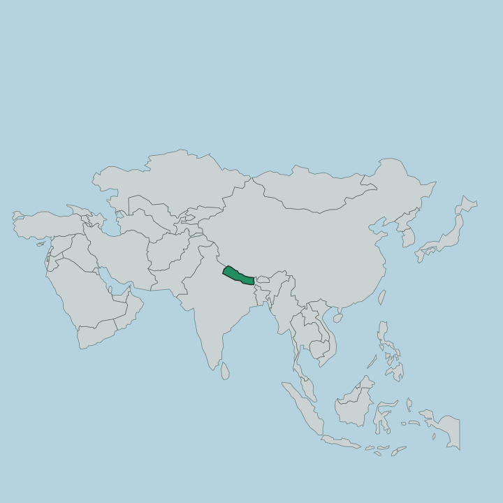 Map showing Nepal — In Asia