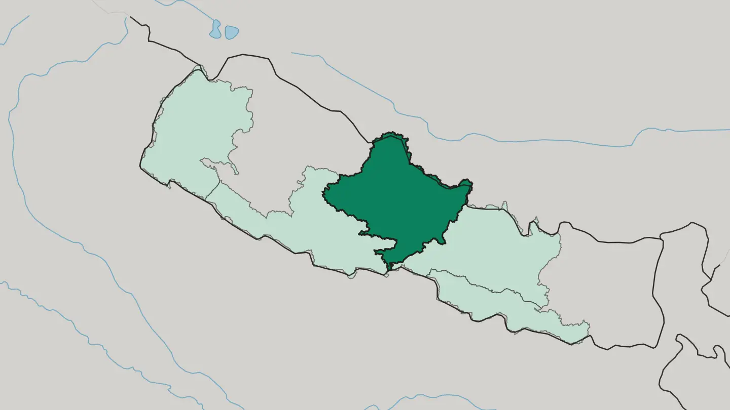 Map of Gandaki Pradesh in Nepal