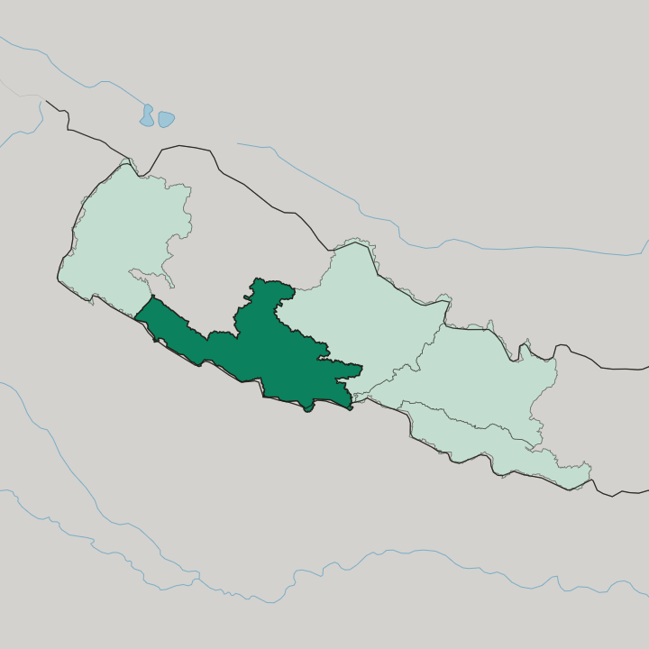 Map showing Lumbini Province — In Nepal
