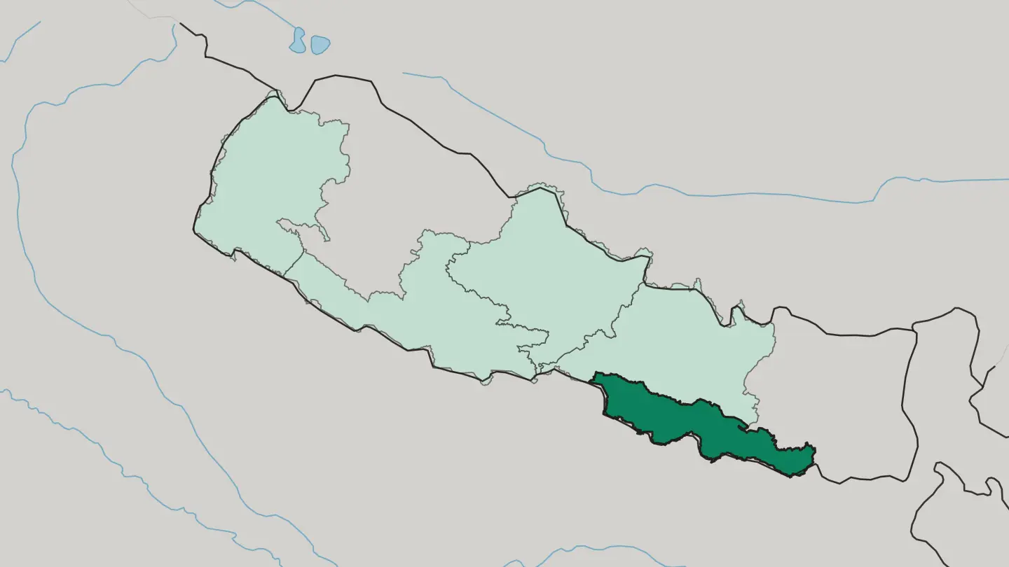 Map of Madhesh in Nepal