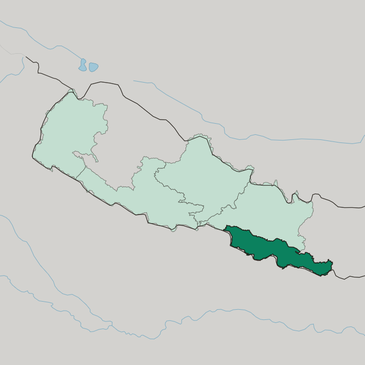 Map showing Madhesh — In Nepal