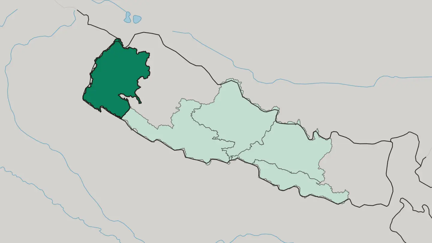 Map of Sudurpashchim Pradesh in Nepal