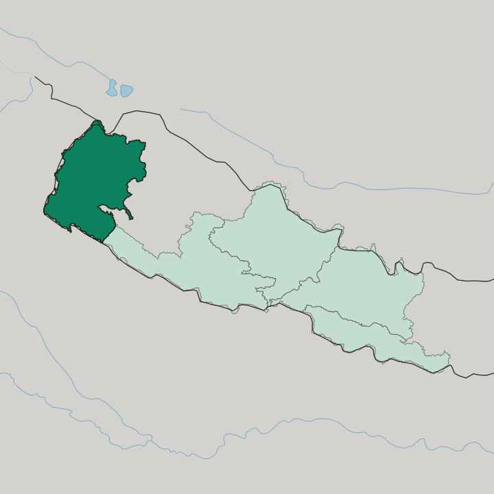 Map showing Sudurpashchim Pradesh — In Nepal