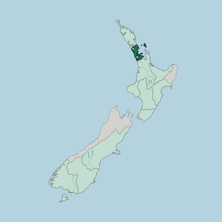 Map showing Auckland — In New Zealand
