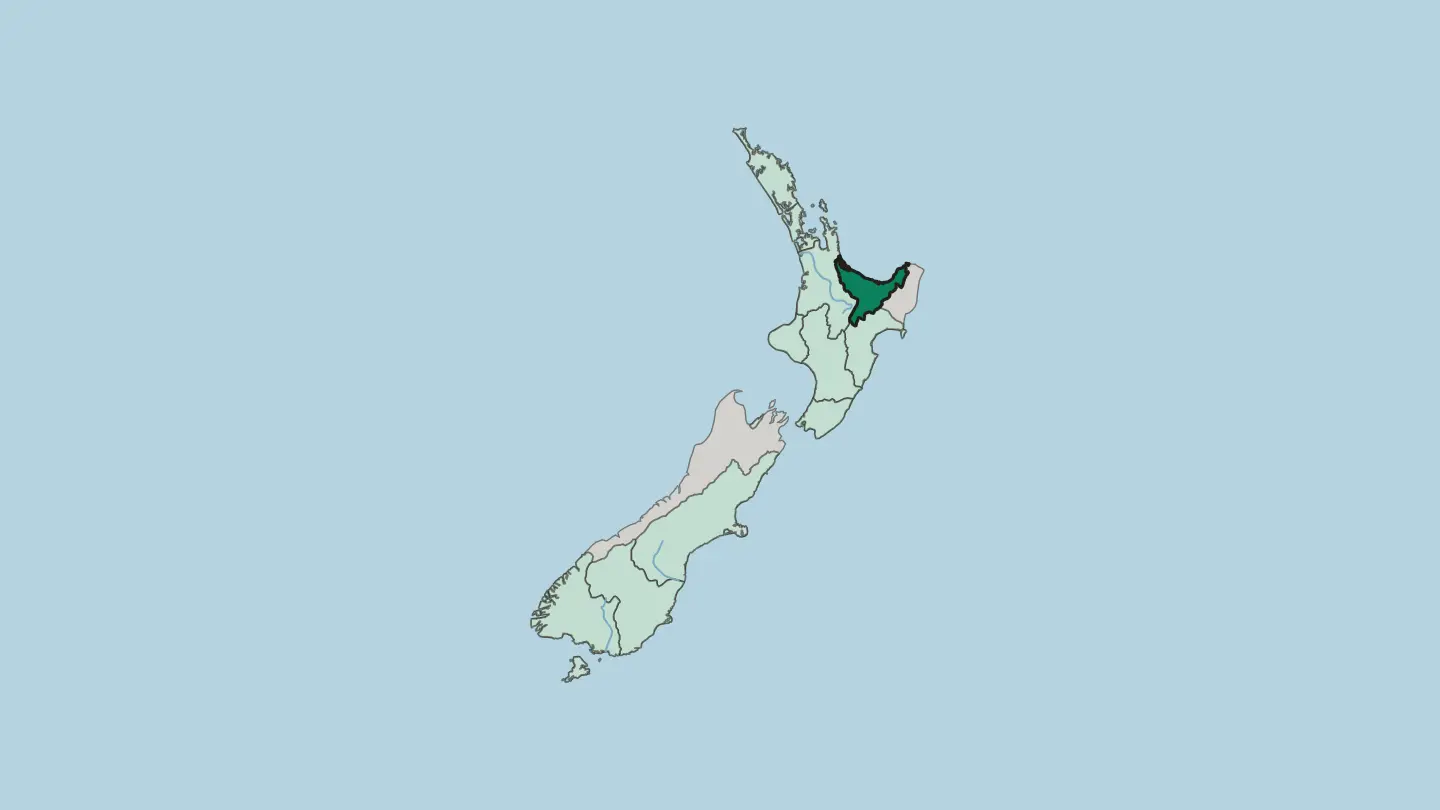 Map of Bay of Plenty in New Zealand