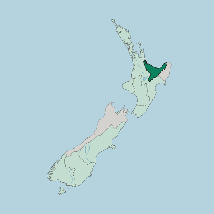 Map showing Bay of Plenty — In New Zealand