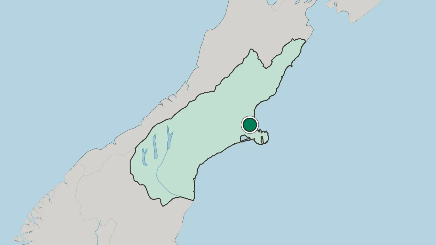 Map of Christchurch in New Zealand