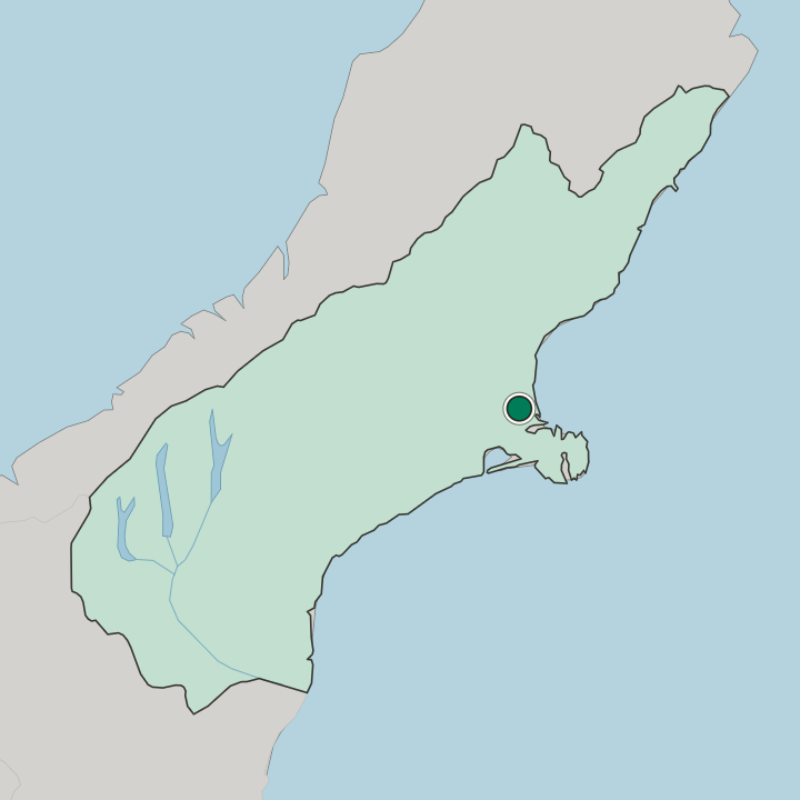 Map showing Christchurch — In Canterbury