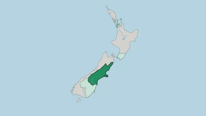 Map of Canterbury in New Zealand