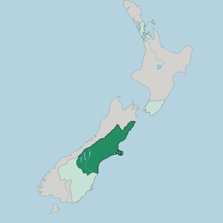 Map showing Canterbury — In New Zealand
