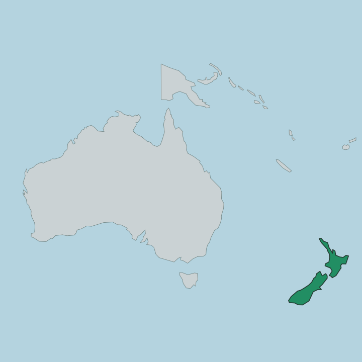 Map showing New Zealand — In Oceania