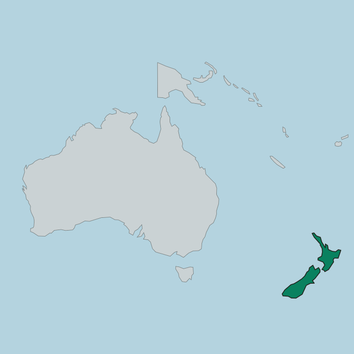Map showing New Zealand — In Oceania