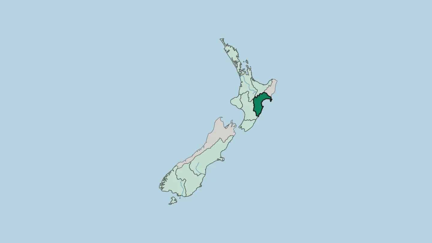 Map of Hawke's Bay in New Zealand