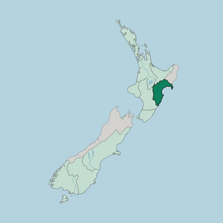 Map showing Hawke's Bay — In New Zealand