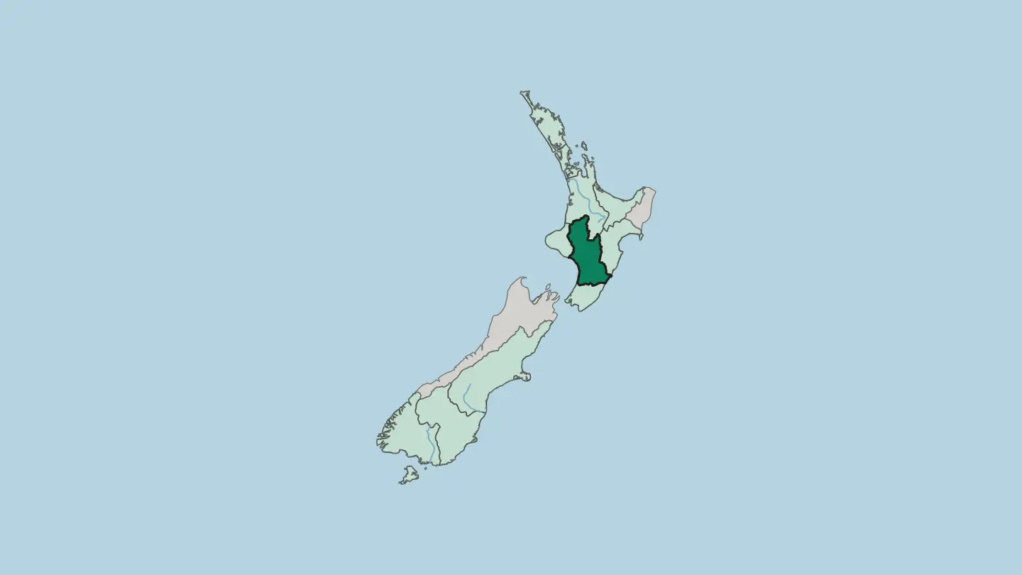 Map of Manawatu-Wanganui in New Zealand
