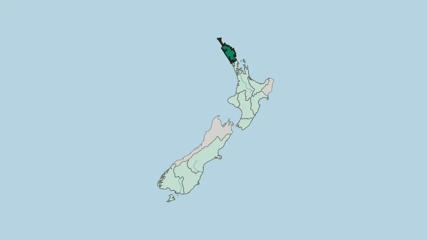 Map of Northland in New Zealand