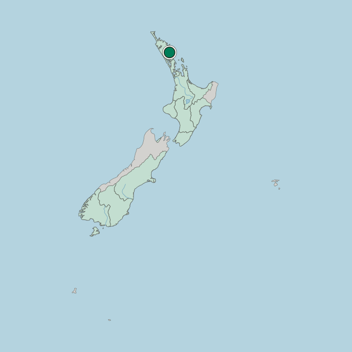 Map showing Whangarei — In New Zealand