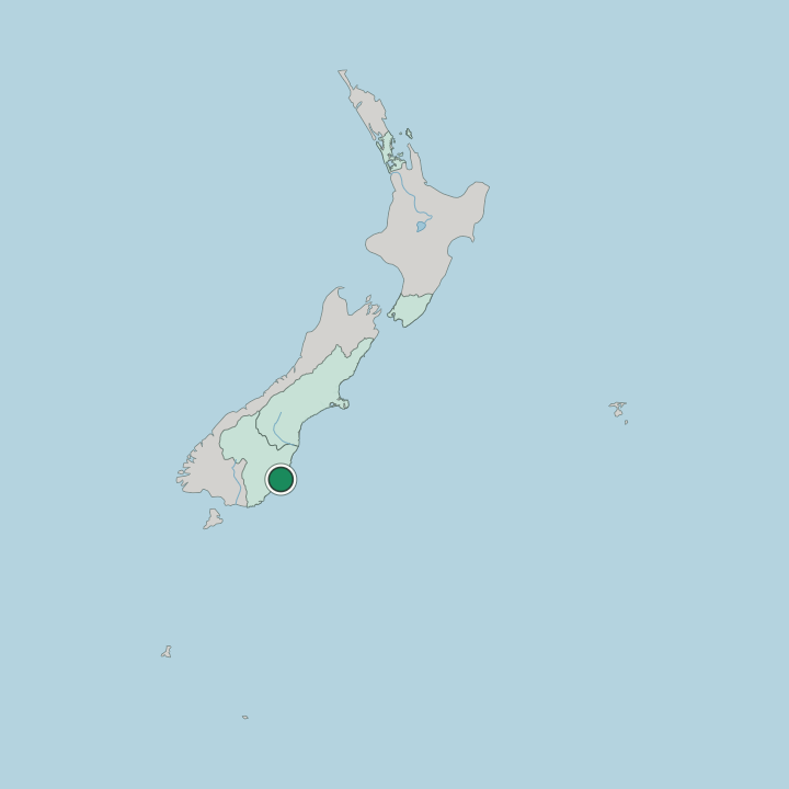 Map showing Dunedin — In New Zealand