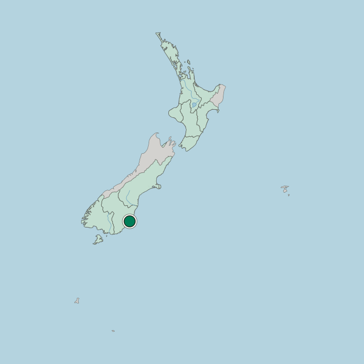 Map showing Dunedin — In New Zealand