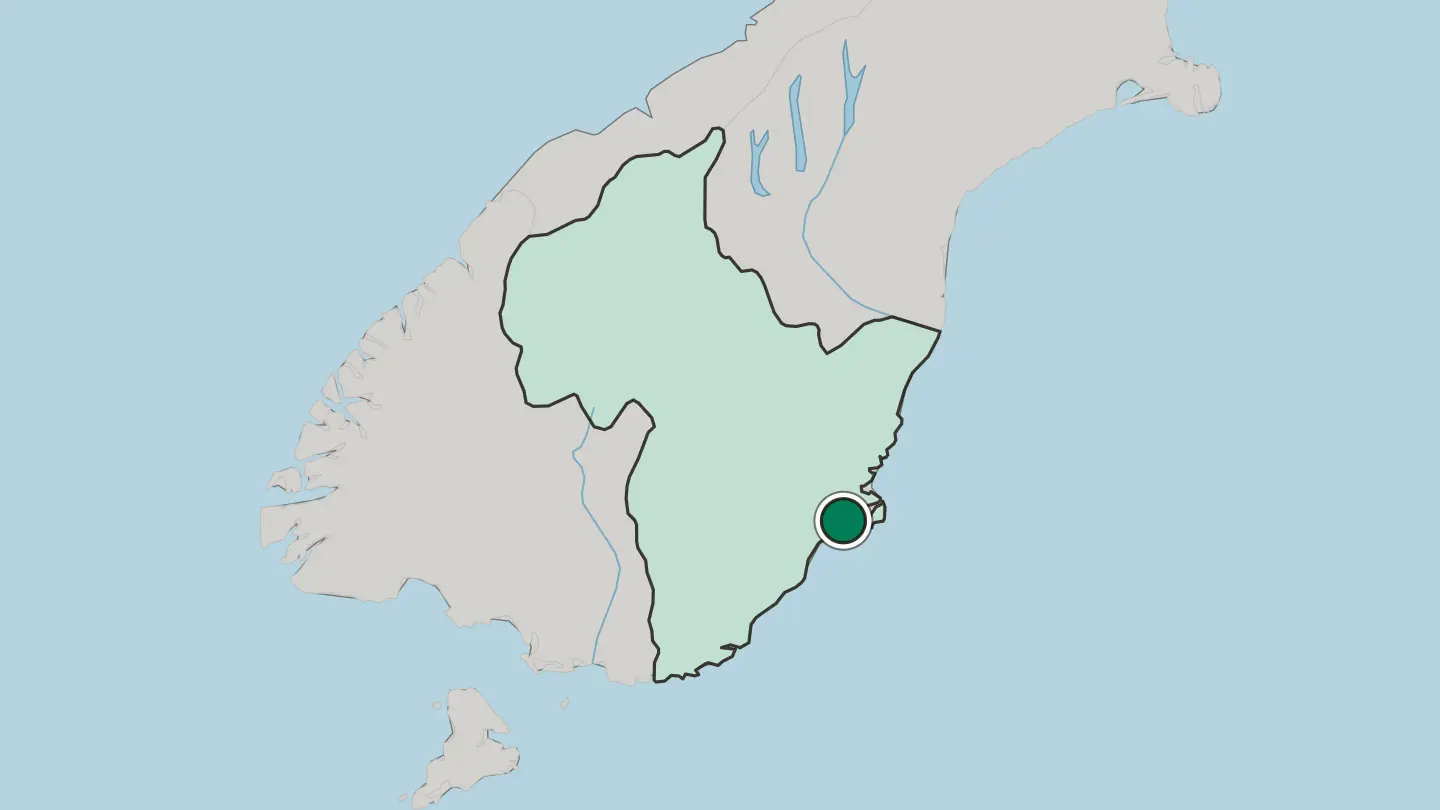 Map of Dunedin in New Zealand