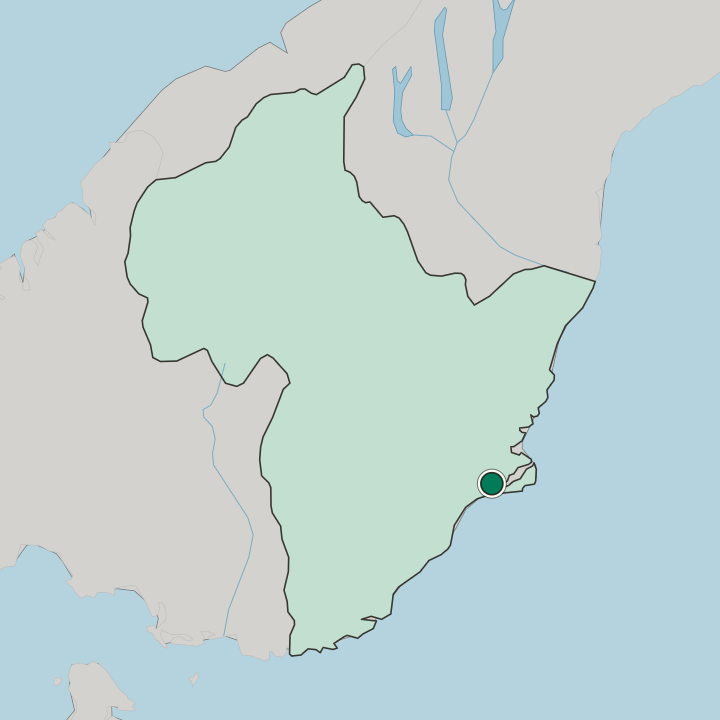 Map showing Dunedin — In Otago