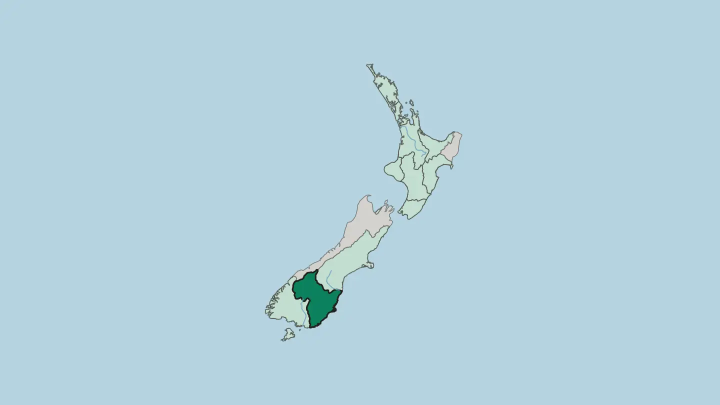 Map of Otago in New Zealand