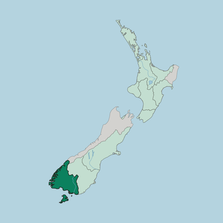 Map showing Southland — In New Zealand