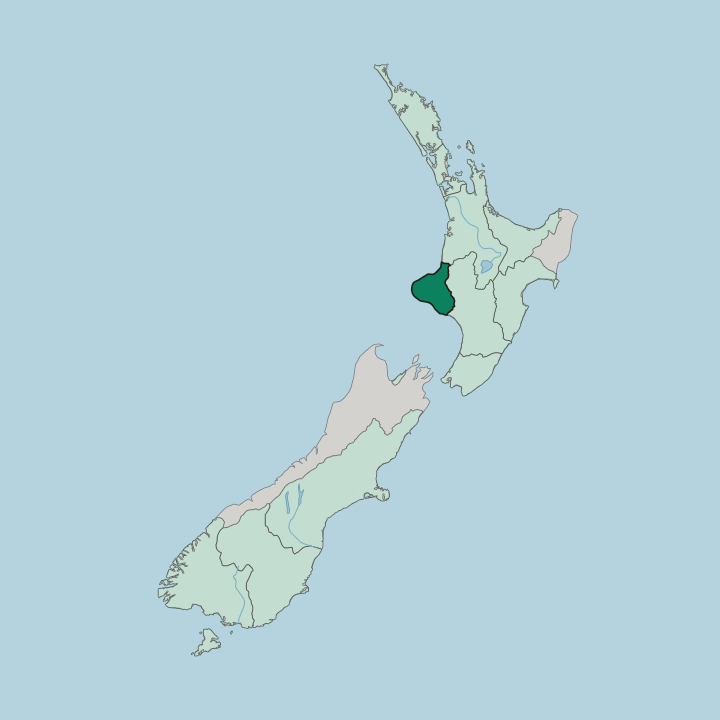 Map showing Taranaki — In New Zealand